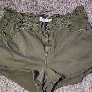 torrid Olive Green High-Rise Paperbag Shorts
